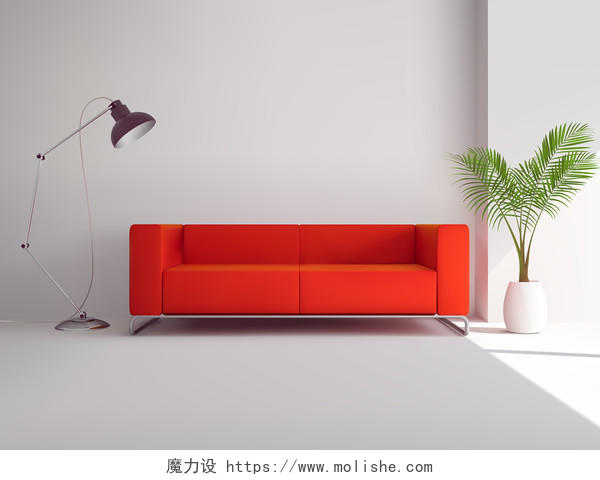 简约红色沙发欧式沙发家家具背景
